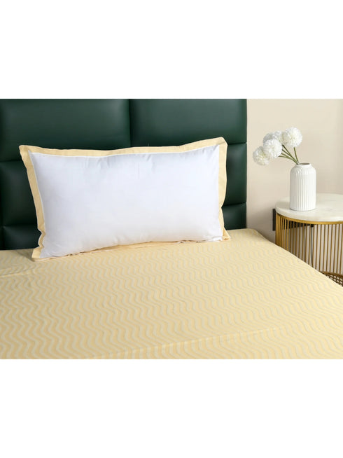Varu Cotton Rich Bedsheet | Elegant Wavy Stripe Woven Bed Sheet | 180 TC (Weight 400 TC) | Soft & Comfortable Bedsheet for Bedroom