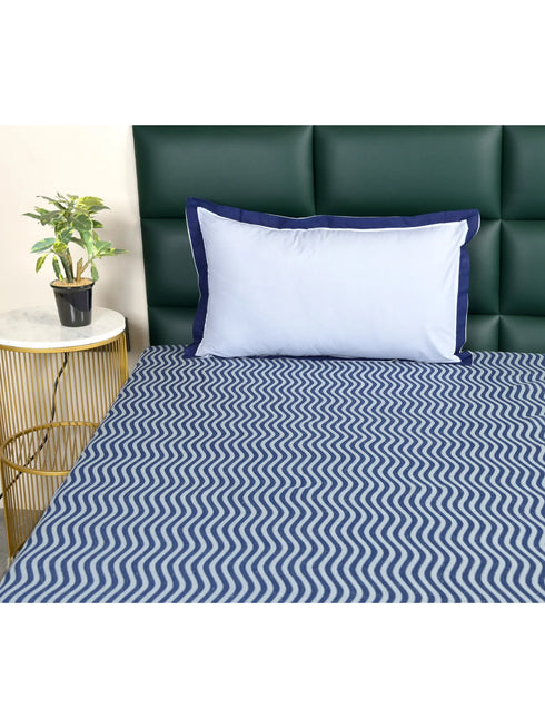 Varu Cotton Rich Bedsheet | Elegant Wavy Stripe Woven Bed Sheet | 180 TC (Weight 400 TC) | Soft & Comfortable Bedsheet for Bedroom