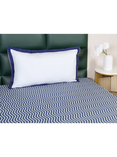 Varu Cotton Rich Bedsheet | Elegant Wavy Stripe Woven Bed Sheet | 180 TC (Weight 400 TC) | Soft & Comfortable Bedsheet for Bedroom