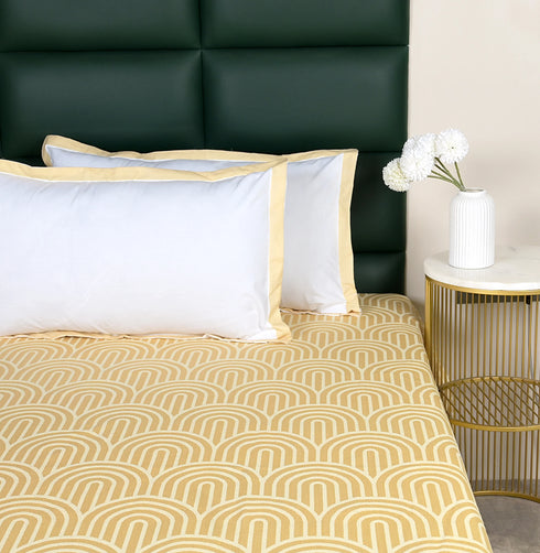 Darpa Cotton Rich Bedsheet | Elegant Geometric Arch Pattern Woven Bed Sheet | 180 TC (Weight 400 TC) | Soft & Comfortable Bedsheet for Bedroom