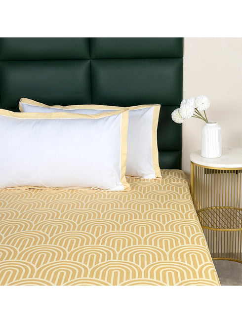 Darpa Cotton Rich Bedsheet | Elegant Geometric Arch Pattern Woven Bed Sheet | 180 TC (Weight 400 TC) | Soft & Comfortable Bedsheet for Bedroom