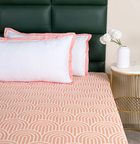 Darpa Cotton Rich Bedsheet | Elegant Geometric Arch Pattern Woven Bed Sheet | 180 TC (Weight 400 TC) | Soft & Comfortable Bedsheet for Bedroom