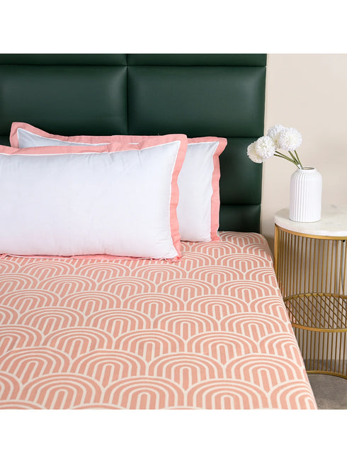 Darpa Cotton Rich Bedsheet | Elegant Geometric Arch Pattern Woven Bed Sheet | 180 TC (Weight 400 TC) | Soft & Comfortable Bedsheet for Bedroom