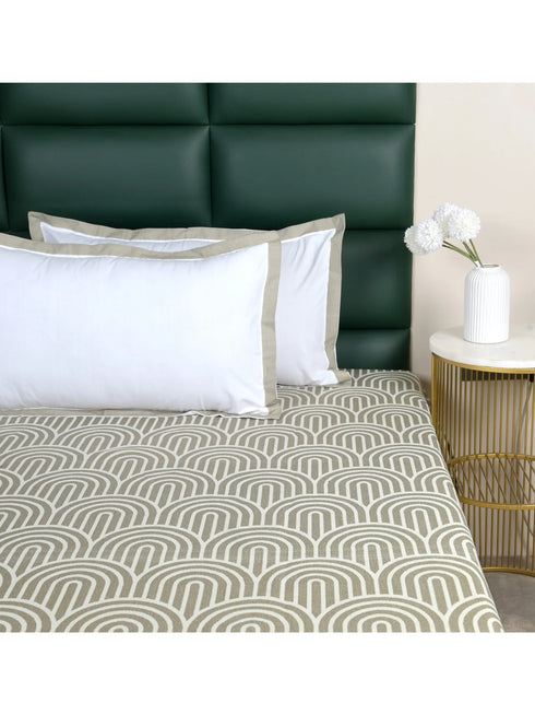 Darpa Cotton Rich Bedsheet | Elegant Geometric Arch Pattern Woven Bed Sheet | 180 TC (Weight 400 TC) | Soft & Comfortable Bedsheet for Bedroom