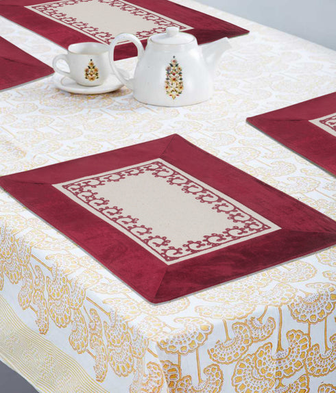 Cotton Velvet Place Mat Set | Set of 6 (34x45 cm) | Elegant Dining Décor | B1G1 Offer