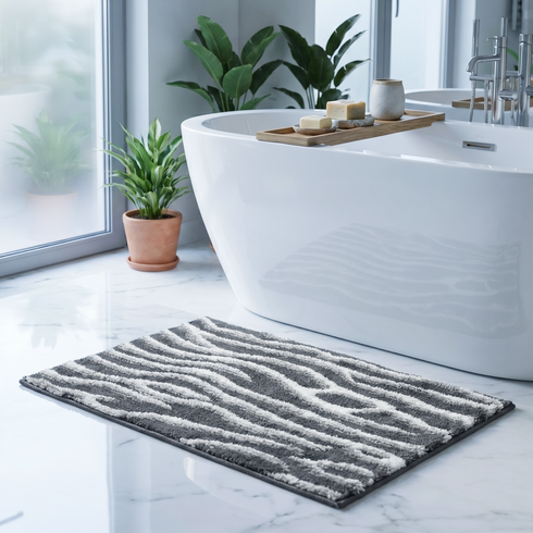 Dune Microfiber Bath Mat | Soft & Absorbent Bathroom Floor Mat | Anti-Slip | Quick Dry