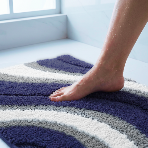 Wave Microfiber Bath Mat | Soft & Absorbent Bathroom Floor Mat | Quick Dry & Washable | Wave Pattern Design