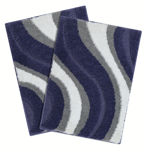Wave Microfiber Bath Mat | Soft & Absorbent Bathroom Floor Mat | Quick Dry & Washable | Wave Pattern Design