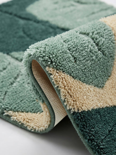 Leaf Microfiber Bath Mat | Super Soft & Absorbent Bathroom Floor Mat | Anti-Slip Bath Rug | Quick Dry Washable Mat