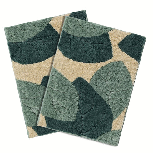 Leaf Microfiber Bath Mat | Super Soft & Absorbent Bathroom Floor Mat | Anti-Slip Bath Rug | Quick Dry Washable Mat