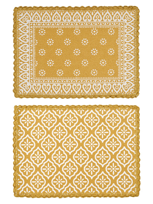 Saral Home Saral Home Saral Home Relief pattern print Antiskid, Crochet Fringe Round Table Mat | Made in India