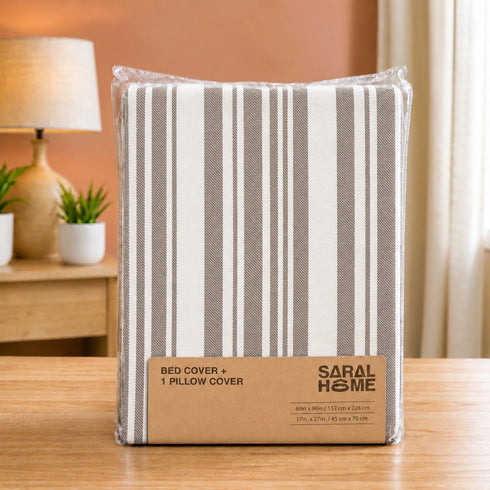 LA Strie Cotton Microfiber Bedsheet | 180 TC (Equivalent to 400 TC) | Woven, Colorfast & Quick Dry | Machine Washable