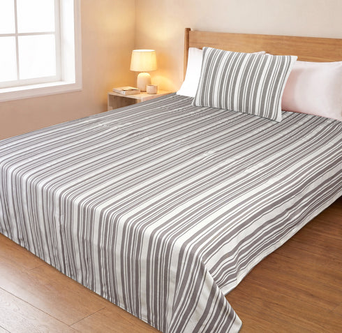 LA Strie Cotton Microfiber Bedsheet | 180 TC (Equivalent to 400 TC) | Woven, Colorfast & Quick Dry | Machine Washable