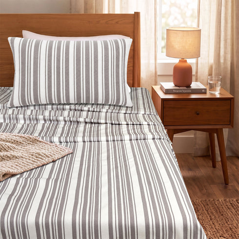 LA Strie Cotton Microfiber Bedsheet | 180 TC (Equivalent to 400 TC) | Woven, Colorfast & Quick Dry | Machine Washable