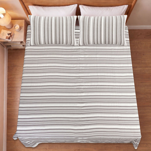 LA Strie Cotton Microfiber Bedsheet | 180 TC (Equivalent to 400 TC) | Woven, Colorfast & Quick Dry | Machine Washable