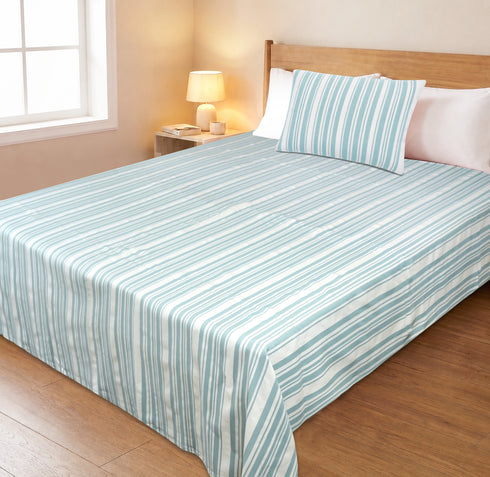 LA Strie Cotton Microfiber Bedsheet | 180 TC (Equivalent to 400 TC) | Woven, Colorfast & Quick Dry | Machine Washable