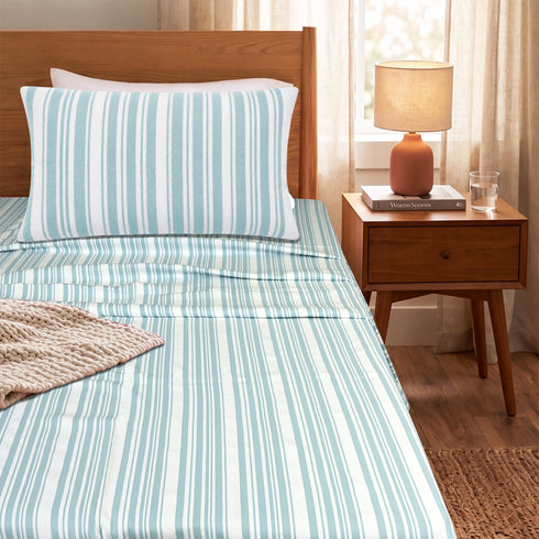 LA Strie Cotton Microfiber Bedsheet | 180 TC (Equivalent to 400 TC) | Woven, Colorfast & Quick Dry | Machine Washable