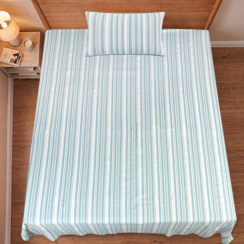 LA Strie Cotton Microfiber Bedsheet | 180 TC (Equivalent to 400 TC) | Woven, Colorfast & Quick Dry | Machine Washable