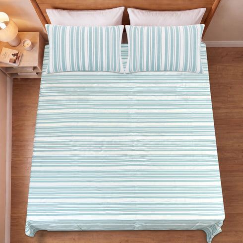 LA Strie Cotton Microfiber Bedsheet | 180 TC (Equivalent to 400 TC) | Woven, Colorfast & Quick Dry | Machine Washable