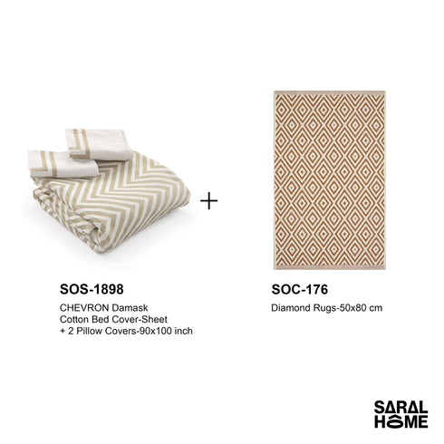 GIFT BASKET | 1 Bedsheet 2 Pillow Cover & 1 Floor Runner Matching Gift Set