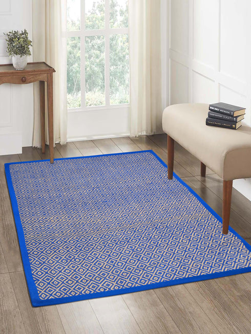 Diamond Jute & Cotton Woven Anti-Slip Strong Border Rug
