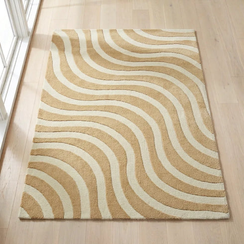 Epal Modern Wavy Line Pattern Carpet for Living, Drawing & Bedroom | Soft Polyester & olefin BCF Yarn Area Rug with Strong Backing (11mm Pile Height)