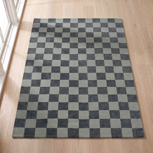 Cquare Check Pattern Carpet for Living, Drawing Room & Bedroom | Soft Polyester & olefin BCF Area Rug with Strong Durable Backing (11mm Pile Height)