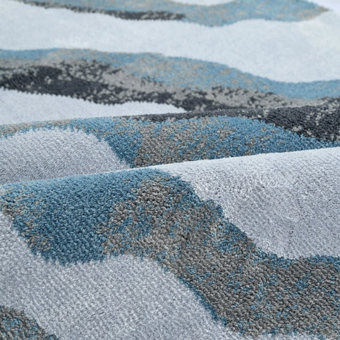 Nireti Modern Abstract Wave Carpet for Living, Drawing & Bedroom | Soft Polyester & olefin BCF Area Rug with Strong Backing (11mm Pile Height)