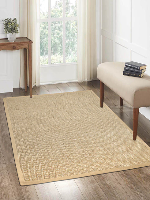 Chevron Jute & Cotton Woven Anti-Slip Strong Border Rug