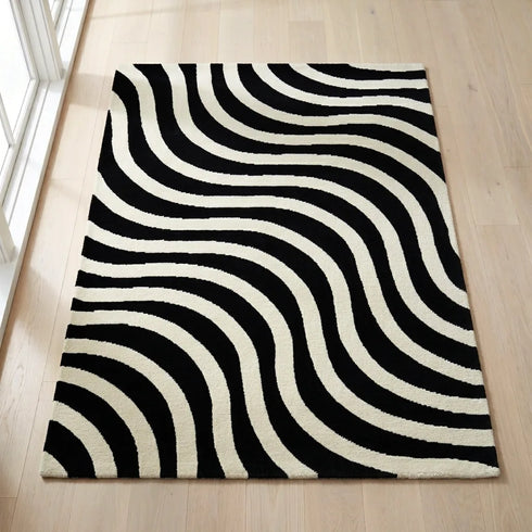 Epal Modern Wavy Line Pattern Carpet for Living, Drawing & Bedroom | Soft Polyester & olefin BCF Yarn Area Rug with Strong Backing (11mm Pile Height)