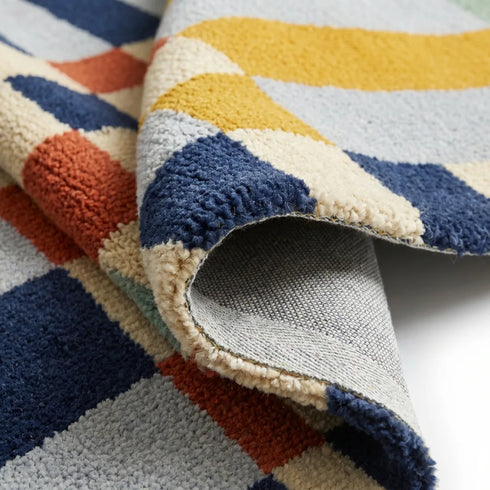 Franc Modern Geometric Multicolor Carpet for Living, Drawing & Bedroom | Soft Polyester BCF Area Rug with Strong Backing (11mm Pile Height)