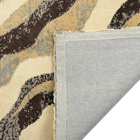 Nireti Modern Abstract Wave Carpet for Living, Drawing & Bedroom | Soft Polyester & olefin BCF Area Rug with Strong Backing (11mm Pile Height)