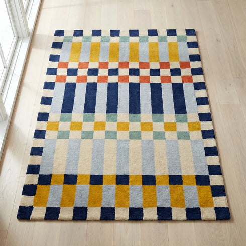 Franc Modern Geometric Multicolor Carpet for Living, Drawing & Bedroom | Soft Polyester BCF Area Rug with Strong Backing (11mm Pile Height)