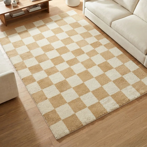Cquare Check Pattern Carpet for Living, Drawing Room & Bedroom | Soft Polyester & olefin BCF Area Rug with Strong Durable Backing (11mm Pile Height)