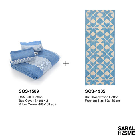 GIFT BASKET | 1 Bedsheet 2 Pillow Cover | 1 Floor Runner Matching Gift Set