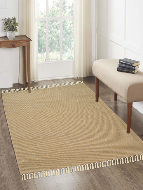 HUGLI - Cotton Woven Strong Anti-Slip Rug with fringe