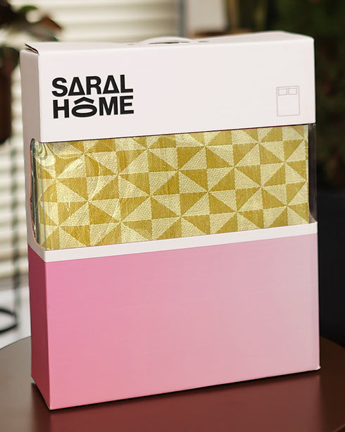GIFT BOX | FIRKI Yellow Bedsheet-2 Pillow Covers | Cotton Bedsheet-Cover | For Gift & Daily Use