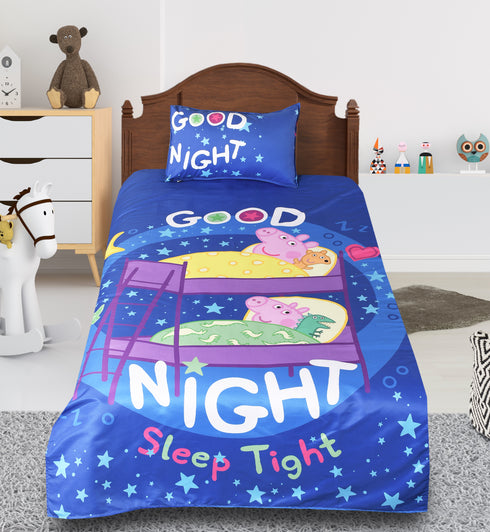 Buy Peppa Pig Cotton Single Size Bedsheet 60x90 with 1 Pillow Cover 17''x 24'' Online