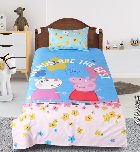 Buy Peppa Pig Cotton Single Size Bedsheet 60x90 with 1 Pillow Cover 17''x 24''