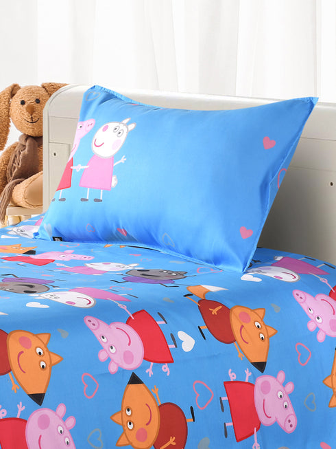 Order Peppa Pig Cotton Single Size Bedsheet (60x90) with 1 Pillow Cover (17''x 24'') online
