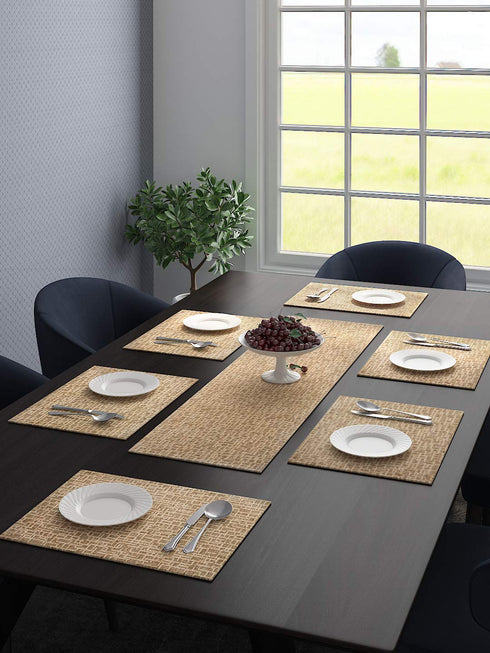 Grab Unique Quality Viscose Dining Table Kitchen Placemats, 6 Mat -33x45cm, 1 Runner 33x120 cm (Set of 7). online