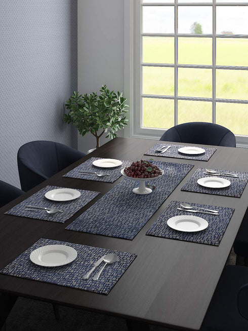 Grab Unique Quality Viscose Dining Table Kitchen Placemats, 6 Mat -33x45cm, 1 Runner 33x120 cm (Set of 7). online at lowest price