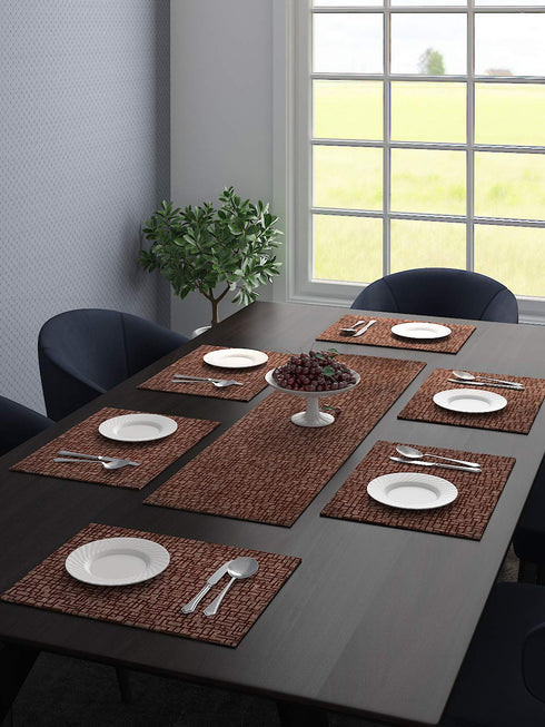 Buy Premium Unique Quality Viscose Dining Table Kitchen Placemats, 6 Mat -33x45cm, 1 Runner 33x120 cm (Set of 7). Online