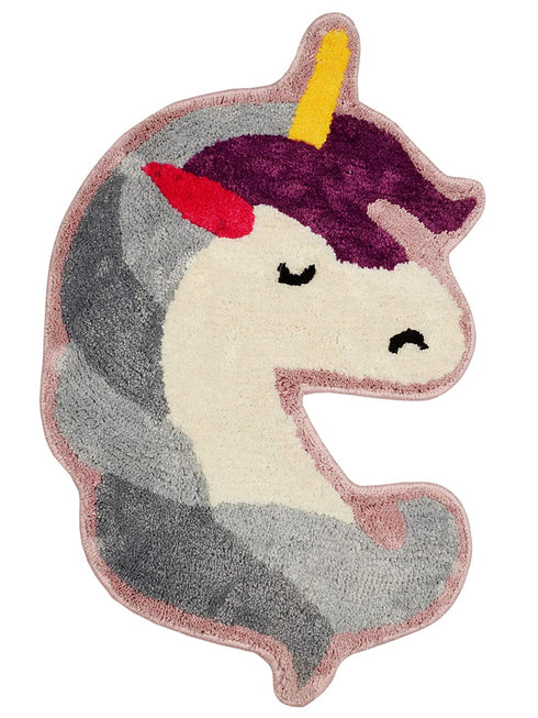 Saral Home Unicorn Soft Microfiber Mutipurpose Shape Mat Grey, 60CM