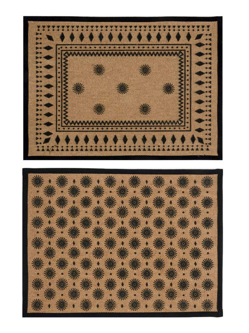 Buy Black Decorative Jute Printed Table Placemat Pack of 2 Pc, 33x45 Cms