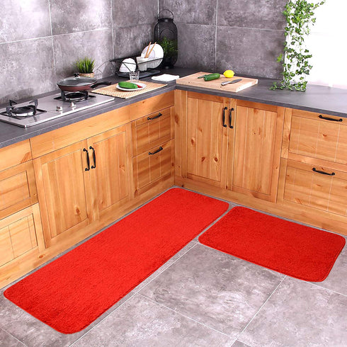 Pack of 2 Kitchen Mats Red