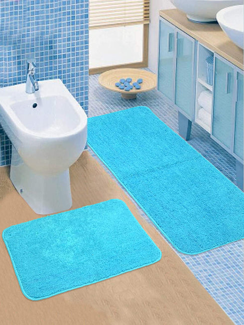 Pack of 2 Anti-Skid Bathmats Blue