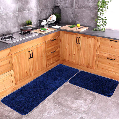 Pack of 2 Kitchen Mats Blue