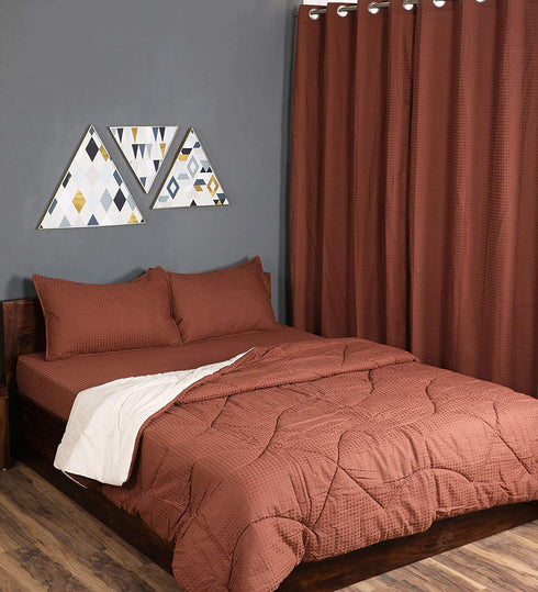 Buy 6 PC COMBO 1 Bedsheet90x100 +2 Pillow covers+ Quilts90x100 + 2 Curtain 4x7