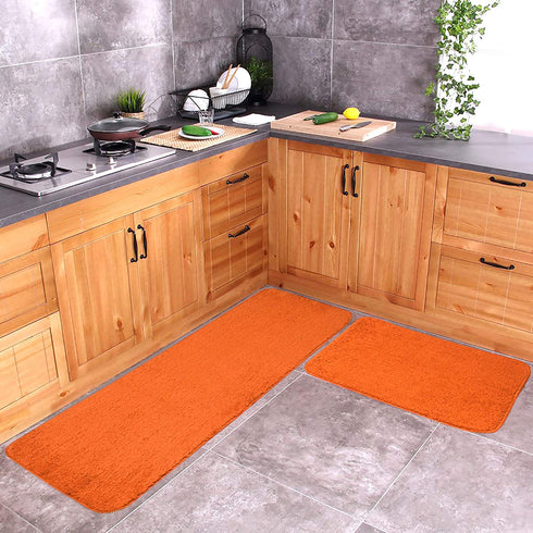 Pack of 2 Kitchen Mats Orange